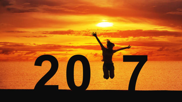 woman jumping New Year 2017